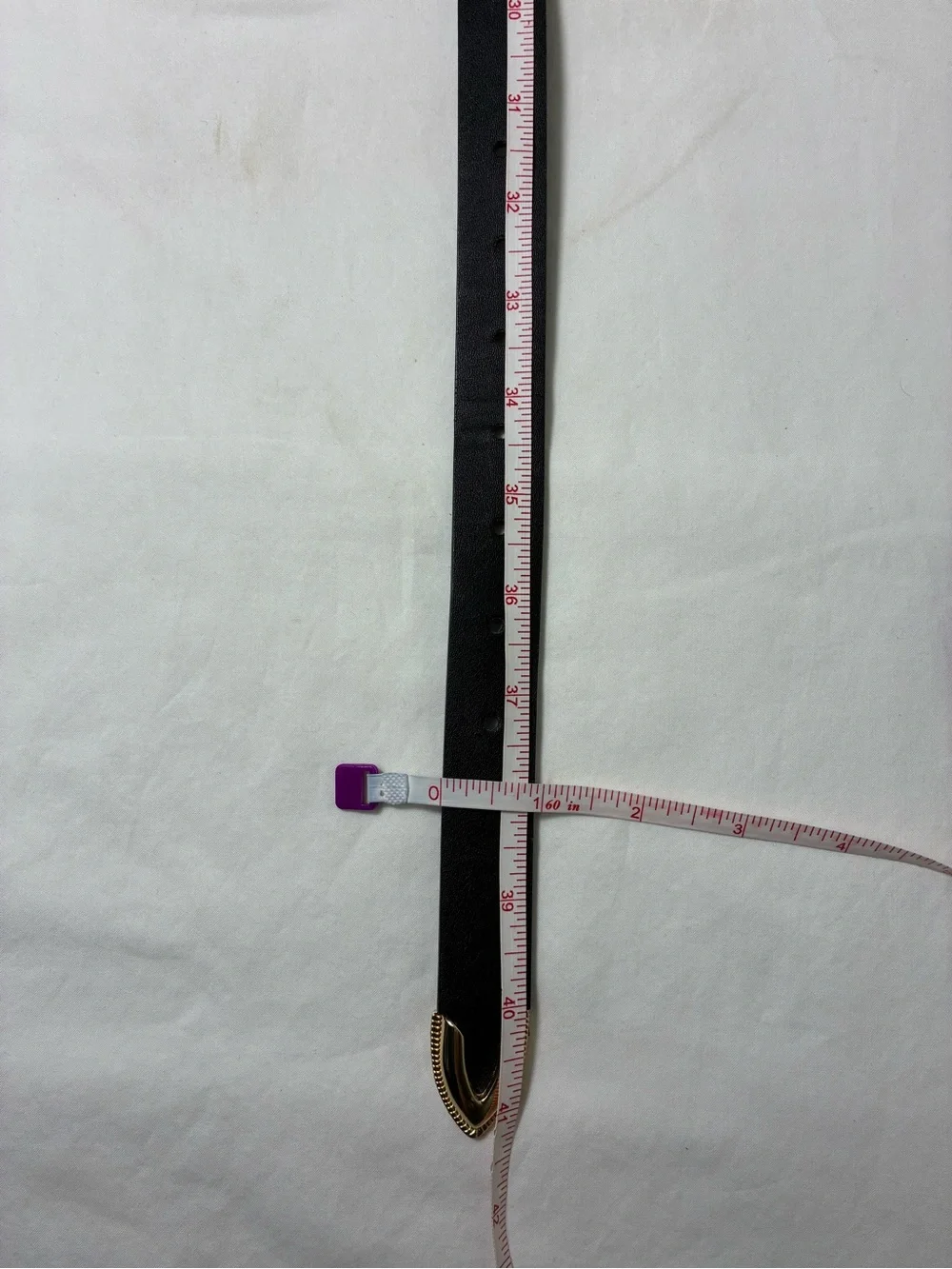 ZARA Womens belt 41” long black faux leather golden buckle